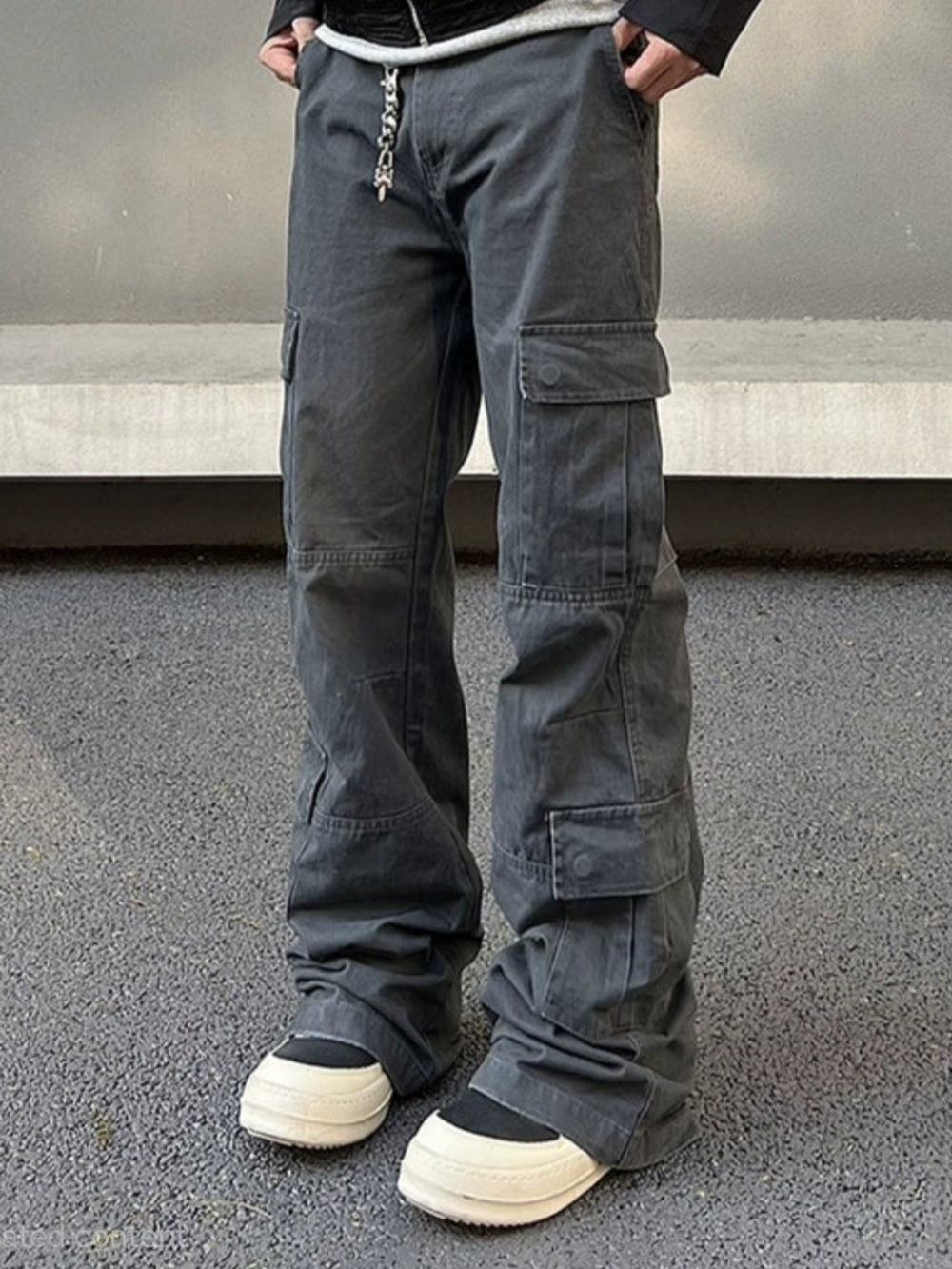Men's Washed Charcoal Cargo Pants — Utility Streetwear